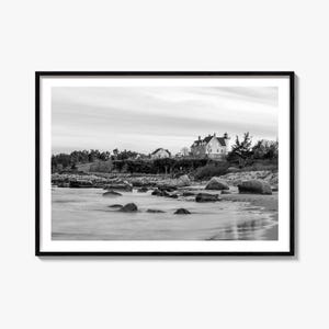Impresión fotográfica artística en blanco y negro de Cape Cod, póster del faro de Nobska, Massachusetts
