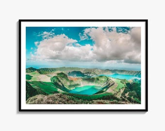 Impresión fotográfica de bellas artes de Azores, cartel de Sete Cidades, decoración de la pared de Portugal