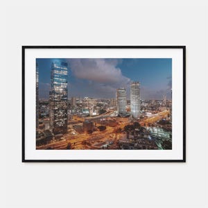 Tel Aviv kleurrijke poster print horizontaal, Tel Aviv fotomuur kunst, Tel Aviv muur decor, reizen print, Tel Aviv stratenplan poster, stadsplattegrond