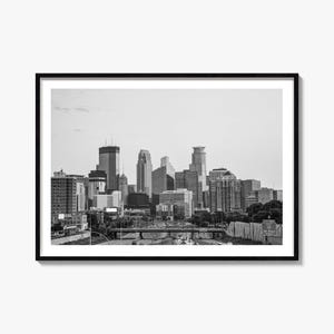 Minnesota Skyline Photo Print: Black and White Landscape Wall Art