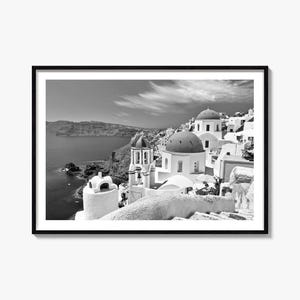 Santorini zwart-wit Fine Art Photography Print, Caldera poster, kunst aan de muur Grieks eiland.