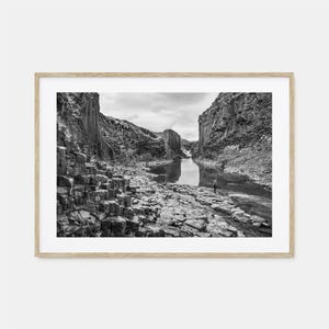Póster fotográfico de Islandia con impresión horizontal, arte mural en blanco y negro de Islandia, fotografía de Islandia, viajes a Islandia, póster con mapa de Islandia