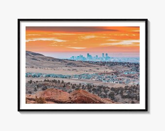 Denver Skyline Fine Art Photography Print, Red Rocks Poster, Colorado Wall Art, USA Decor