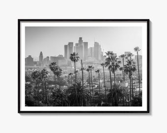 Skyline von Los Angeles – Schwarz-Weiß-Kunstdruck