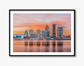 Louisville Skyline Fine Art Fotografie, Kentucky Poster, Ohio River Wandkunst, USA Dekor