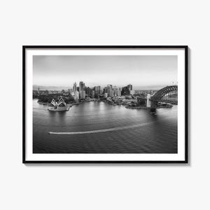 Impresión fotográfica en blanco y negro de Sídney, póster del Puente del Puerto, arte mural australiano