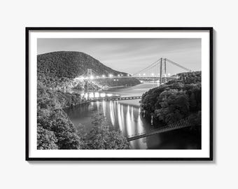 Hudson Valley Black and White Fine Art Photography Print, Bear Mountain Bridge Poster