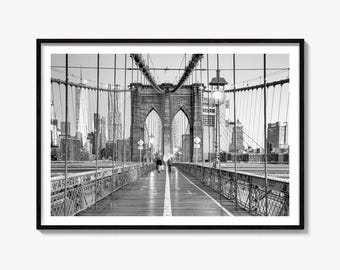 NYC Black and White Fine Art Photo Print, Brooklyn Bridge, New York City Poster