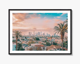 Los Angeles Skyline Fine Art Fotografie Druck, LA Poster, LA Poster, Kalifornien Wandkunst