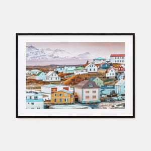 Impression horizontale d'affiche colorée d'Islande, art mural photo d'Islande, décoration d'Islande, impression de voyage d'Islande, affiche de carte de rue d'Islande, plan de ville