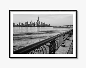 Hoboken zwart-wit Fine Art Photography Print, NYC Skyline Poster, New Jersey Art