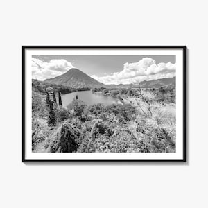 Guatemala Landscape Photo Print: Black and White Travel Poster