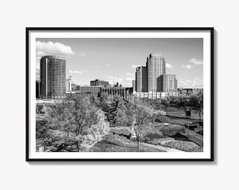 Grand Rapids Black and White Fine Art Photo Print, Michigan Poster, Downtown Wall Decor