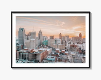 Detroit Skyline Fine Art Photography Print, Michigan Poster, USA Wall Art, Motor City Decor