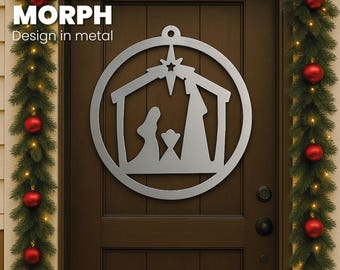 Nativity Scene DXF File | Round Christmas Wall Art | CNC Plasma or Laser Cut | Metal or Wood Decor Design