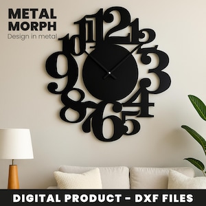 Large Wall Art Clock DXF for CNC - Industrial Home Decor