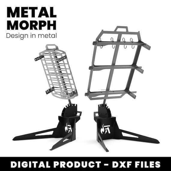 Outdoor Cooking Grill Combo | Cross Stake + Double Grill | DXF File for CNC Cutting + Blueprints