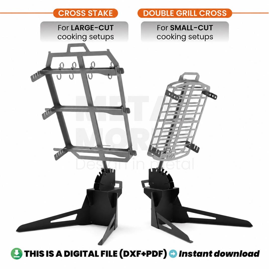 Outdoor Cooking Grill Combo | Cross Stake + Double Grill | DXF File for ...