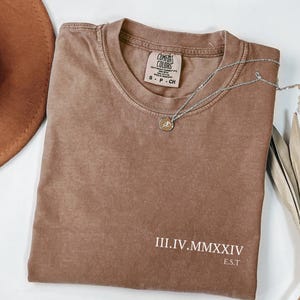 Personalized Roman Numeral T-shirt, Comfort Colors® Custom Anniversary Date Shirt, Matching Couples Outfit, Honeymoon Shirt, Wedding Tee