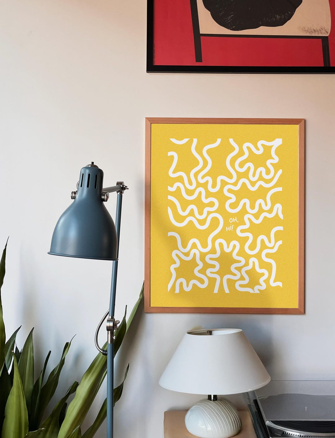 Yellow Abstract Scribble Art Print: Groovy Minimalist Wall Decor ...