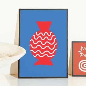 Lámina de cerámica abstracta / Póster de jarrón de flores de colores llamativos / Decoración de dopamina para descarga instantánea en 5 tamaños de plakko