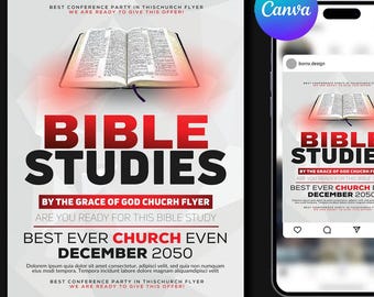 Church Flyer for Bible Study | Canva Template | Christian Flyer | Midweek Service | Ministry Design