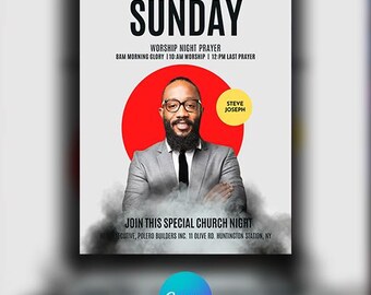 Editable Church Flyer Template: Sunday Worship, Christian Event (Canva , Digital Download)