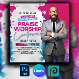Church Flyer, DIY Flyer Template Design, Worship Church Flyer, Prayer Conference Flyer, Church Service Flyer, Premade Religious Invite Flyer