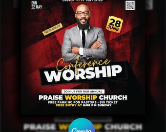 Canva Church Service Flyer: Social Media Template (4x4")