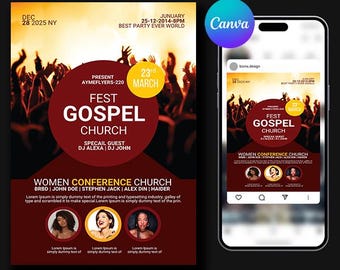 Women of God Flyer | Church Sunday, Worship Event (Canva Template)