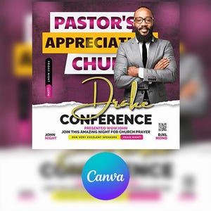 Pastor Appreciation Church Flyer Template: Editable Canva Design (4x4&quot;)