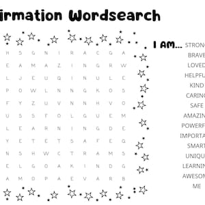 Printable Kids Affirmation Word Search