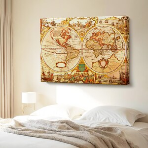 Vintage Retro Weltkarte Gemälde, Leinwand Wandkunst, Leinwand Raumdekor, klassische Leinwand Kunst, großen Wandbehang, Wohnkultur Leinwand