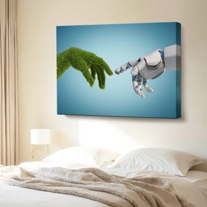 Nature And Technology Abstract Decorative Canvas Wall Art, Large Wall Art, Housewarming Gift, Surreal Canvas Print, Surreal Canvas Wall Art