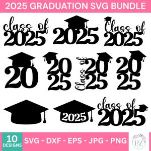 Afstuderen Svg-bundel, afstuderen Cap Svg, afstuderen Topper Svg, Grad 2025 svg, klasse van 2025 gesneden bestanden, afstuderen 2025, Instant Download