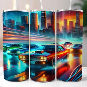 Muscle Car Tumbler Wrap, 20oz Skinny Vintage Car Sublimation Tumbler Design, Classic Car Lover Tumbler, Retro Car Tumbler, Digital Download