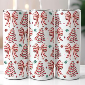 Julgranstårta Coquette tumbler wrap, julgranstårtor 20oz smal tumbler sublimering, festlig tumbler wrap design, digital nedladdning