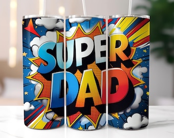 Super Dad Sublimation Tumbler Designs, 20oz Superhero Dad PNG, Father's Day Tumbler Wrap,Dad Tumbler Png, Dad Tumbler Gift, Digital Download