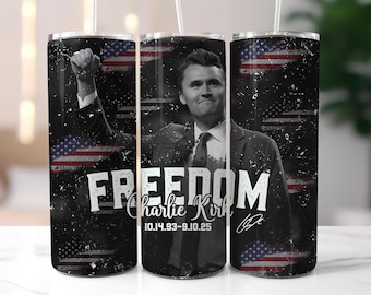 Charlie Kirk Tumbler Wrap PNG, USA We Are Charlie Kirk Tumbler Sublimation Design, Patriotic Freedom 20oz Skinny Tumbler, Digital Download