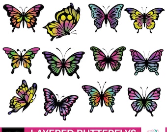 Layered Butterfly SVG Bundle ,Butterfly Silhouette SVG, Butterfly svg Files for Cricut , Digital Cut File, Monarch Butterfly,Butterflies Svg
