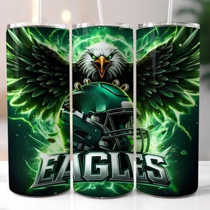 Eagle Football 20oz Skinny Tumbler Wrap, Sport Mascot Sublimation Tumbler Design, Football Team PNG Tumbler Gift for Men Digital Download