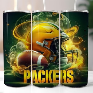 Green Bay 20oz Skinny Tumbler Wrap PNG, Sport Tumbler Wrap PNG, Maskot Sublimering Tumbler Design PNG, Fotboll Tumbler, Digital Nedladdning