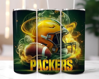 Green Bay 20oz Skinny Tumbler Wrap PNG, Sports Tumbler wrap PNG, Mascot Sublimation Tumbler design PNG, Football Tumbler, Digital Download