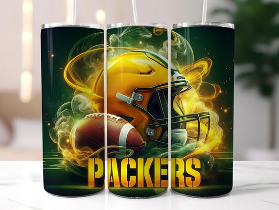 Green Bay 20oz Skinny Tumbler Wrap PNG, Sports Tumbler wrap PNG, Mascot Sublimation Tumbler design PNG, Football Tumbler, Digital Download