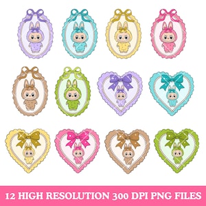 Coquette Bow Doll For Kids Girls Png bundle, Kawaii Character Clipart Set,Cute Pastel Animal Stickers,pink Trending Cartoon Coquette Bow png