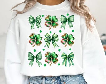 Coquette Patrick's Day Png, Patricks Day Design png, Shamrock Lucky Bow Png, Trendy Png, Irish Patricks Day png, Brushstroke, Green Day png
