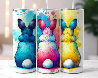 Easter Bunny 20oz Skinny Tumbler Wrap, Easter Tumbler Sublimation Design PNG, Cute Easter Tumbler, Pastel Easter Tumbler, Digital Download