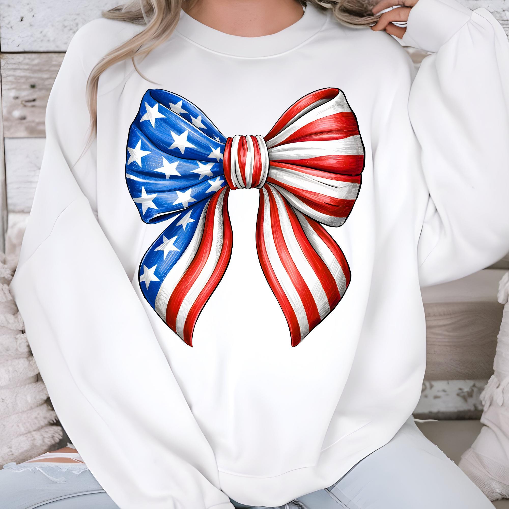 USA Flags And Bow Graphic Dyed Tee