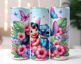Stitch Summer Vibes 20oz skinny tumbler wrap, Stitch Sublimation Designs, Lilo & Stitch Tumbler PNG, Stitch Tumbler Wrap, Digital Download