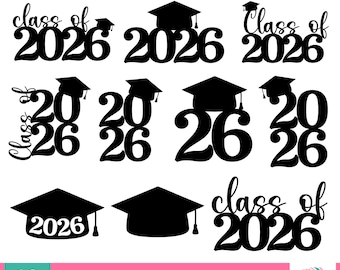 Afstuderen 2026 Svg-bundel, afstuderen Cap Svg, afstuderen Topper Svg, Grad 2026 svg, klasse van 2026 gesneden bestanden, afstuderen 2026, instant download